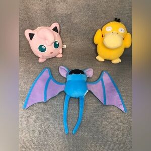 Pokémon Plush Lot - Zubat, Jigglypuff, & Pysduck - Preowned